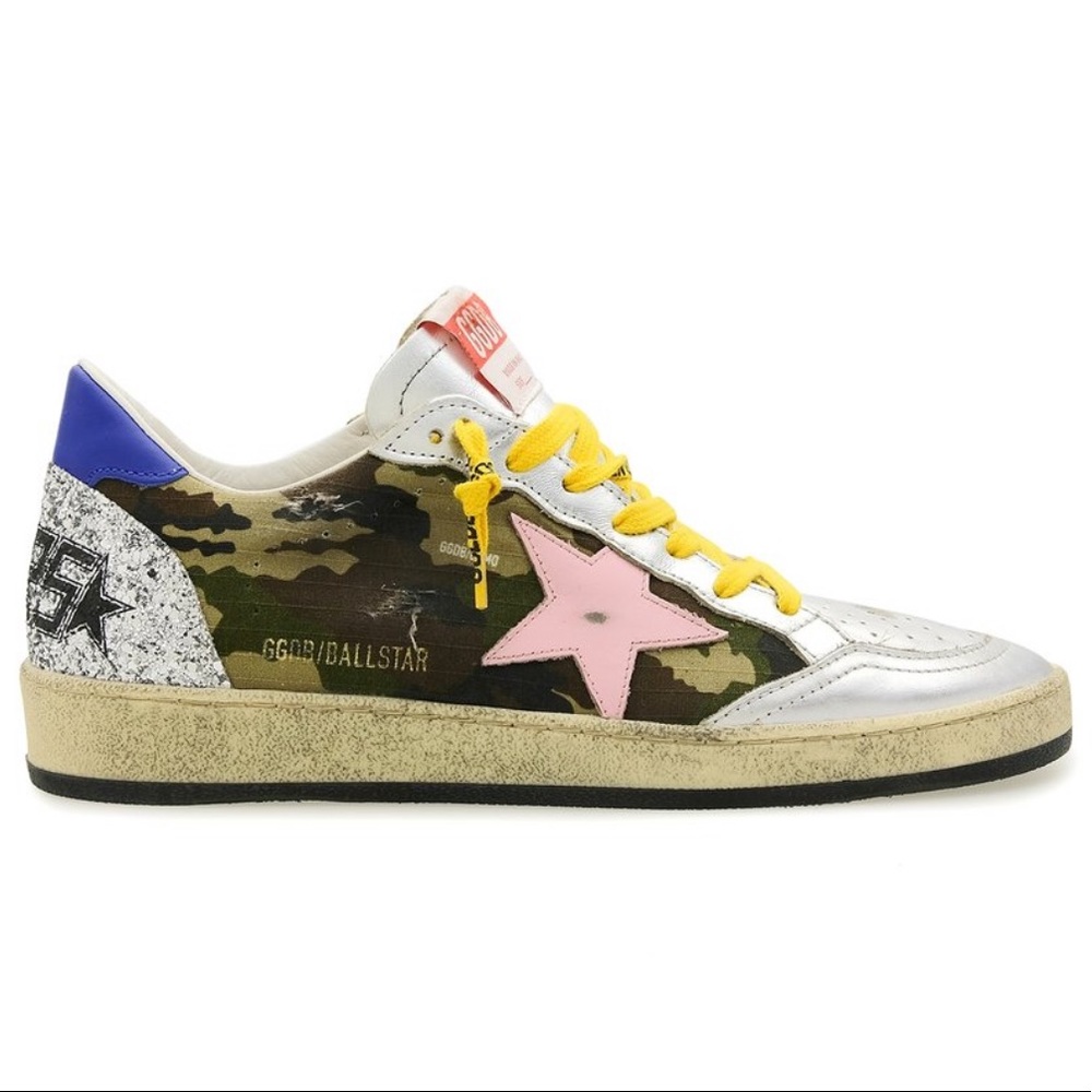 Golden Goose Ball Star Green Camo/Silver/Pink
